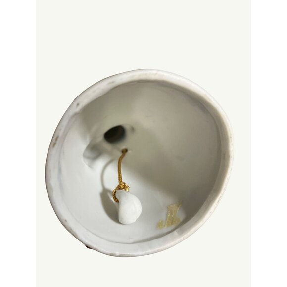 Vintage Hand-Painted Porcelain Bell With Blue White with Hat & Roses Design - Picture 2 of 11